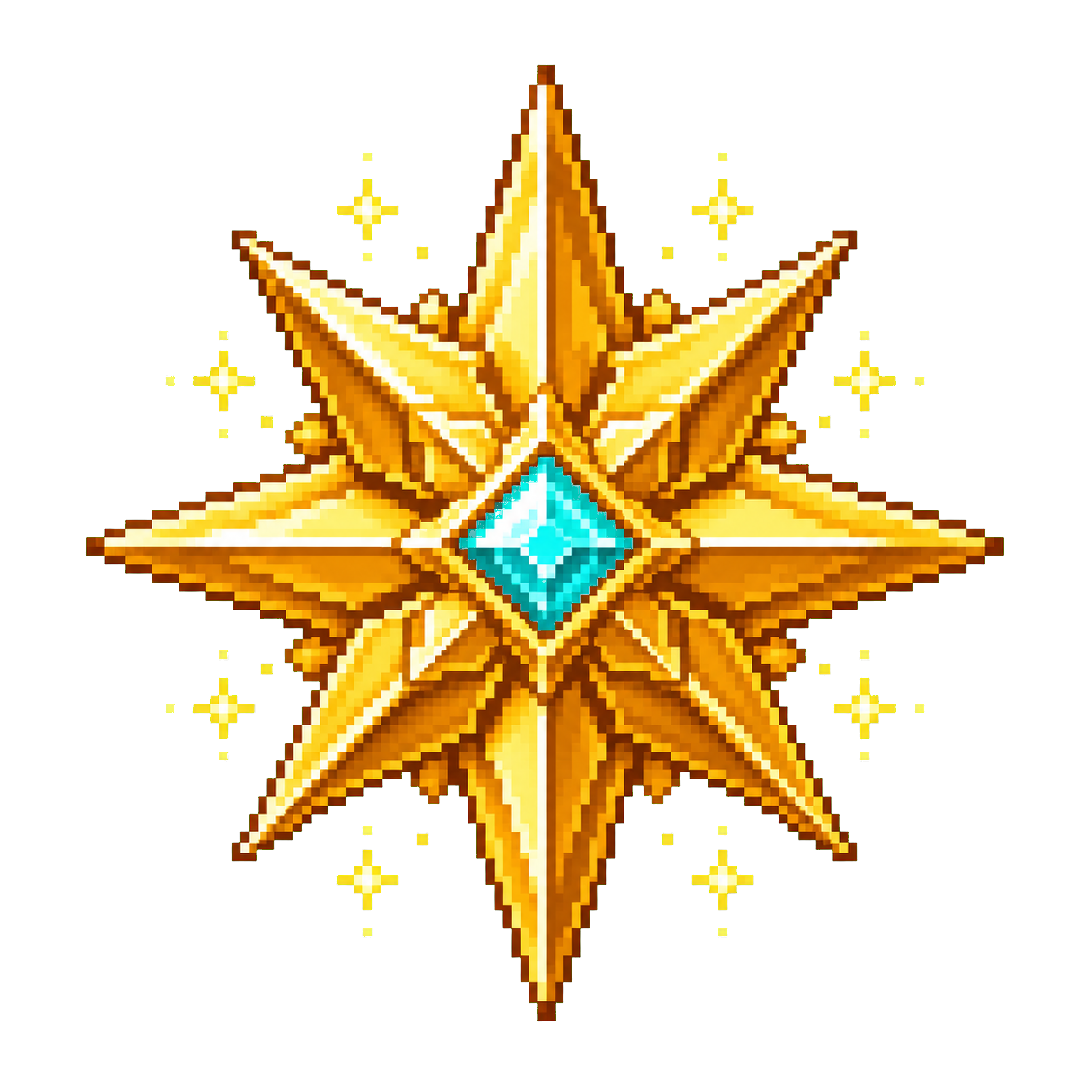 Pixel-art enchanted quality emblem