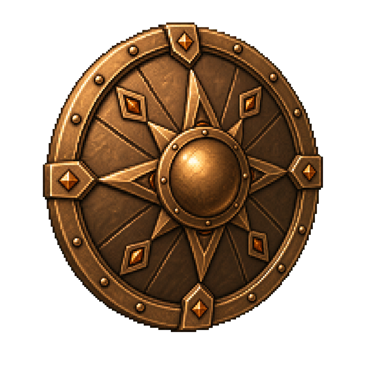 Pixel-art bronze shield