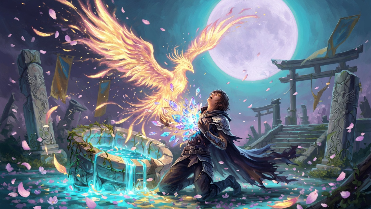 A hero awakening as a phoenix of light