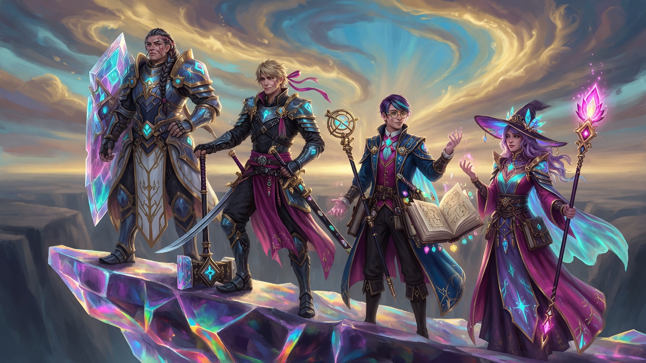 A mixed party grown stronger on a crystal overlook