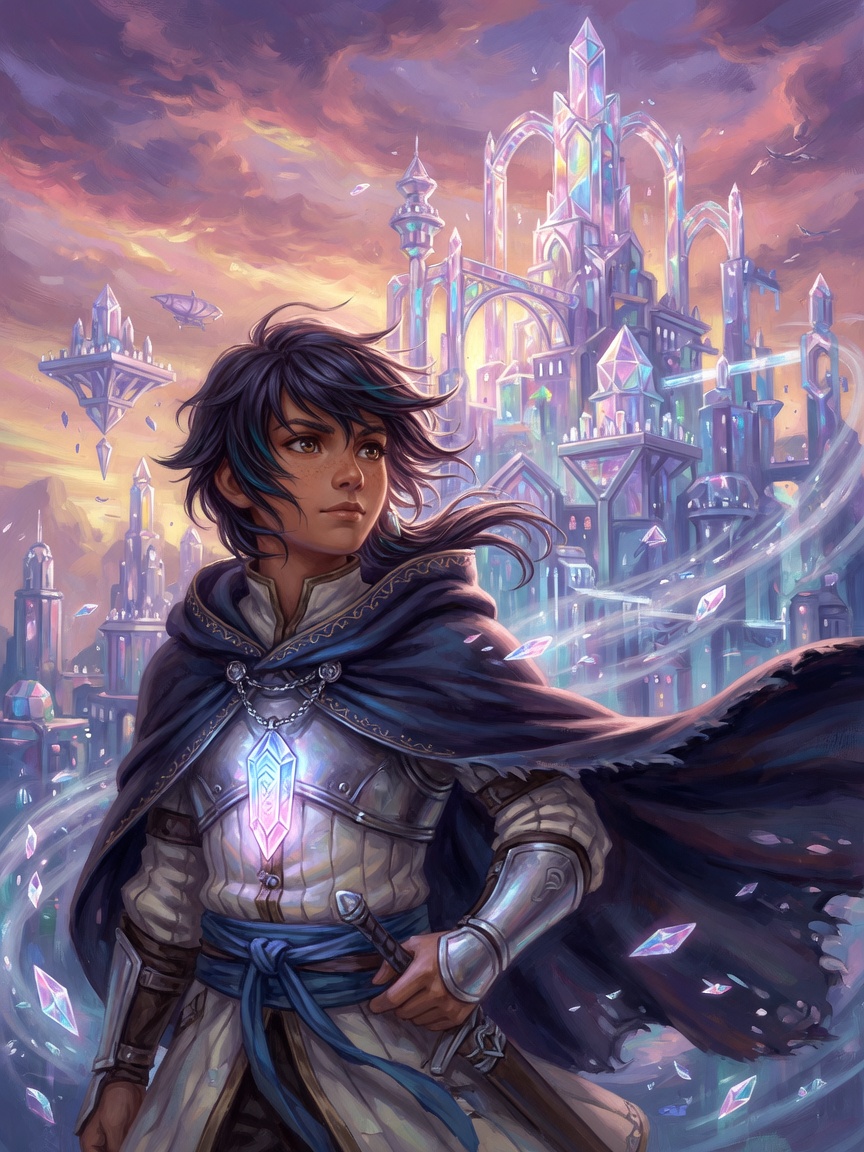 A young hero with a crystal pendant