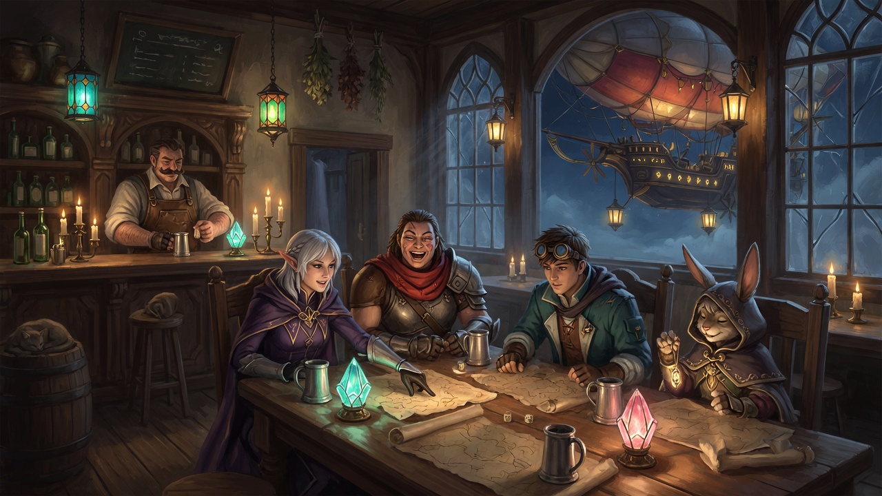 A lantern-lit inn